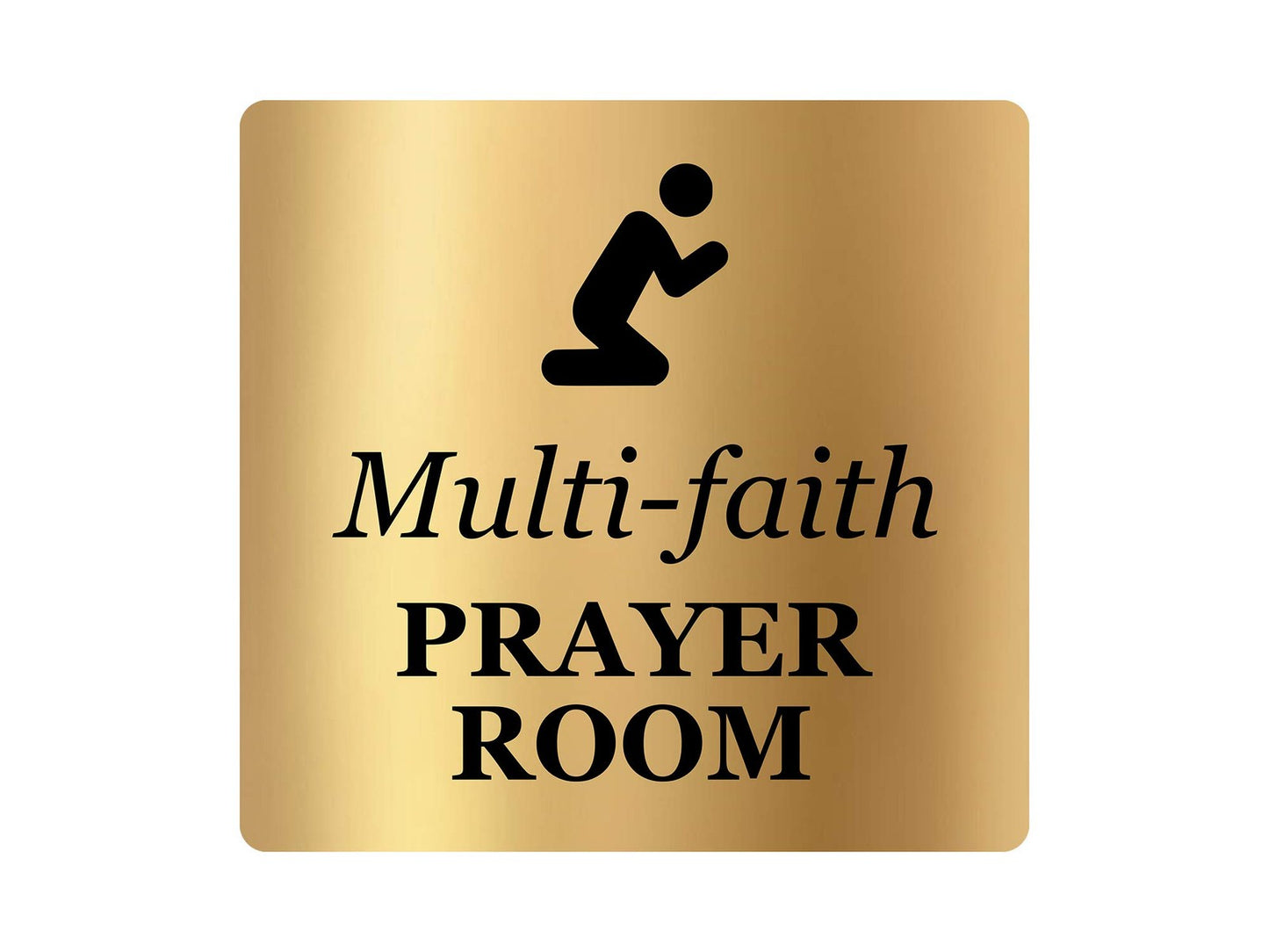 Muslim Prayer Room Door Sign – Self-Adhesive, Metallic & B/W (Gold) – by North By North East – Signs