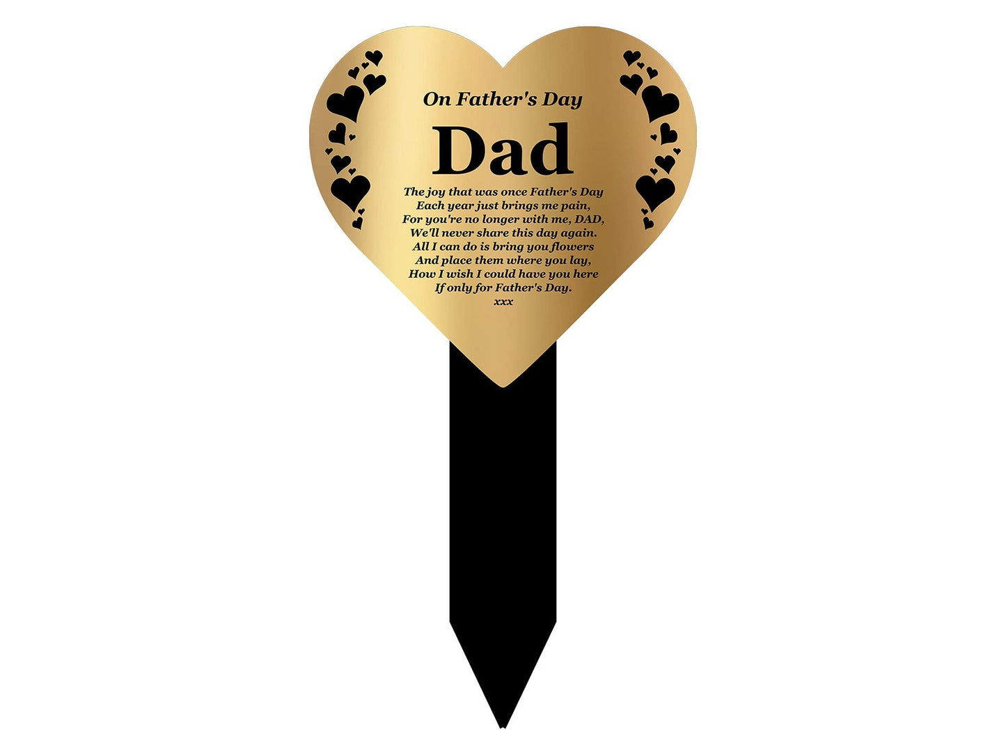 Dad Heart Memorial Stake – Gold Acrylic Plaque with Ground Stake, UK Dispatch – by North By North East – Plaques & Nameplates