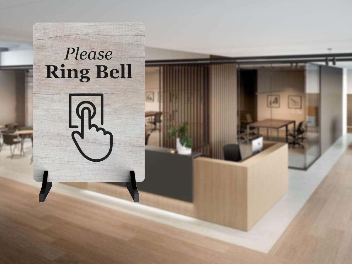 Please Ring Bell Counter Sign – A5 Freestanding with 2 Acrylic Feet (Stand) – by North By North East – Signs