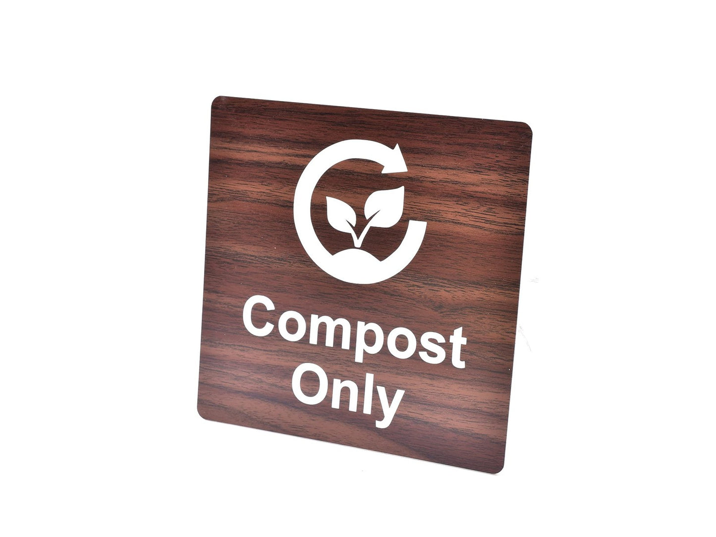 Compost Only Bin Sticker - Walnut Effect Aluminium Self Adhesive 120x90mm – by North By North East – Stickers & Window Graphics