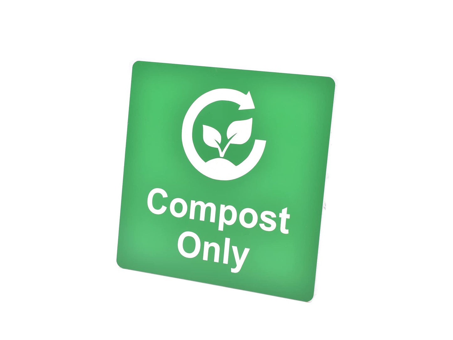 Compost Only Bin Sticker – Green Adhesive Rigid Plastic 120x90mm 3M – by North By North East – Stickers & Window Graphics