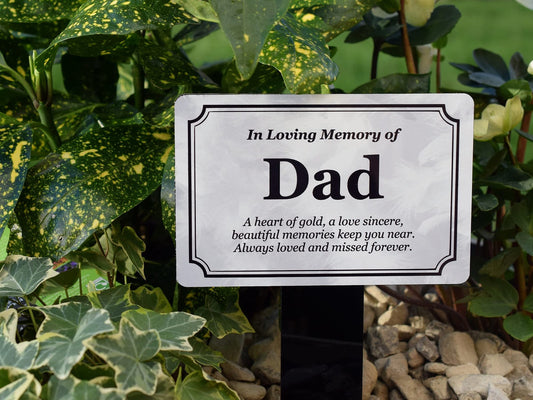 Personalised Dad Memorial Grave Marker Aluminium Plaque with Acrylic Stake – by North By North East – Plaques & Nameplates