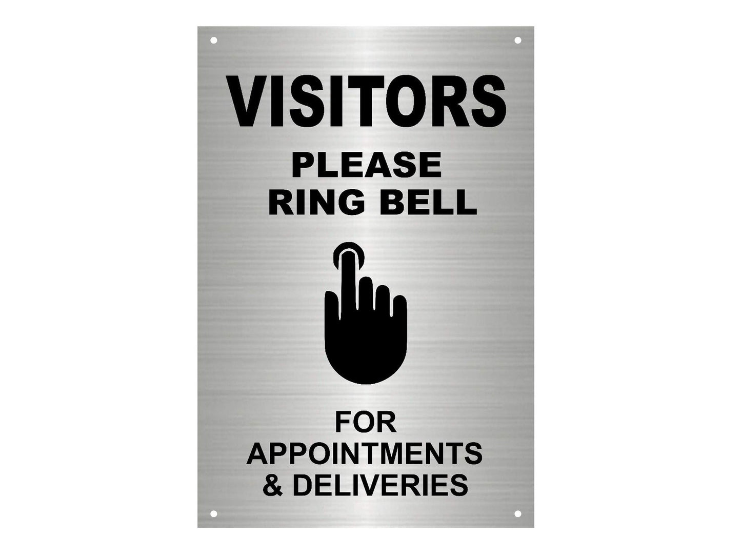 Visitors Please Ring Bell Sign – A4 Silver Aluminium Composite with 4 Holes – by North By North East – Signs