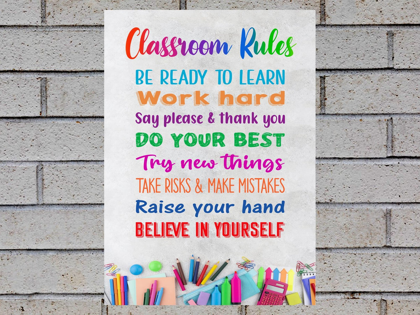 Classroom Rules Sign – White ACM – 210x297mm – 4 Screw Hole – by North By North East – Signs