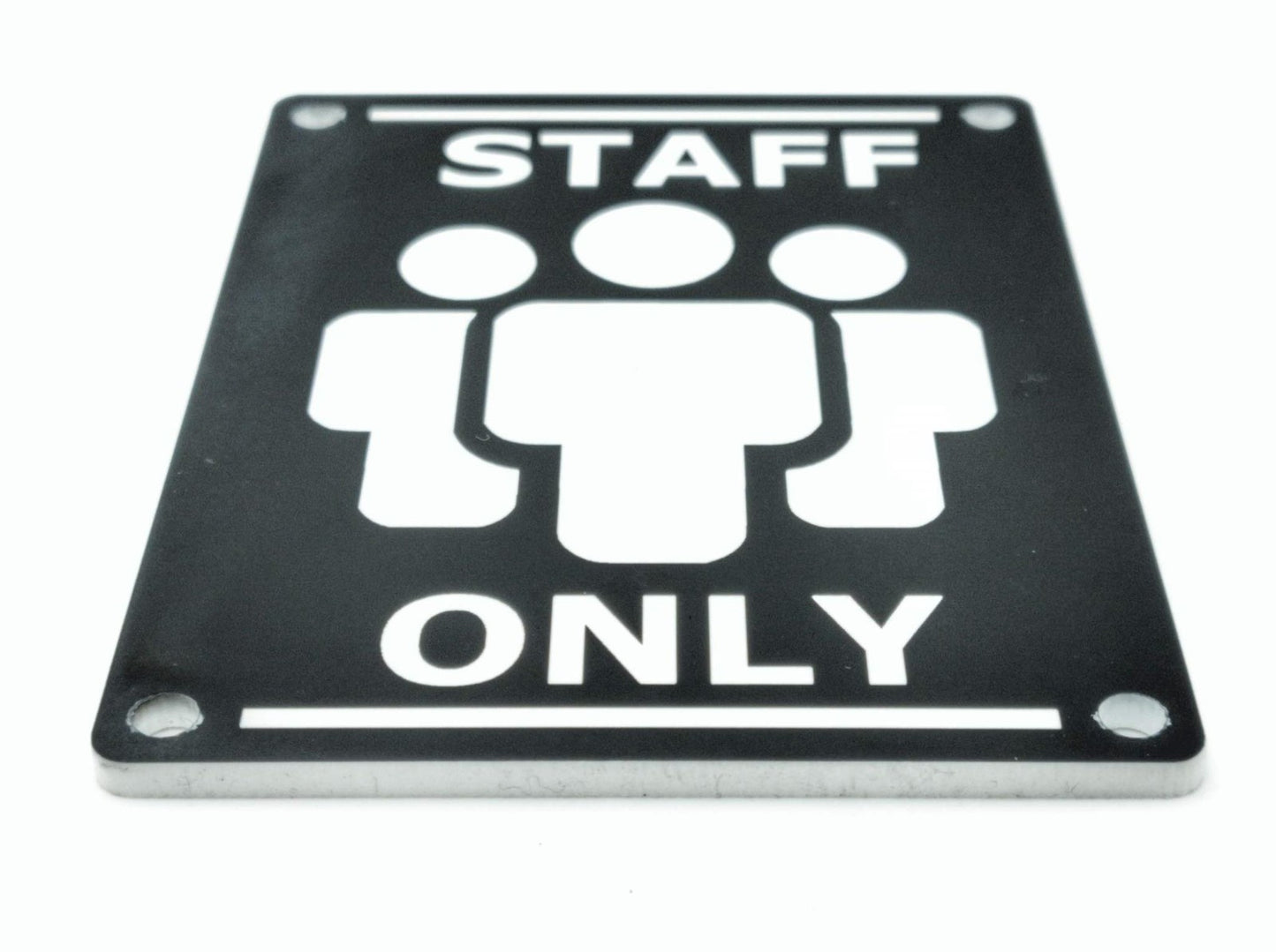 Staff Only Door Sign – Black Aluminium Self Adhesive Notice 140mm x 90mm – by North By North East – Signs