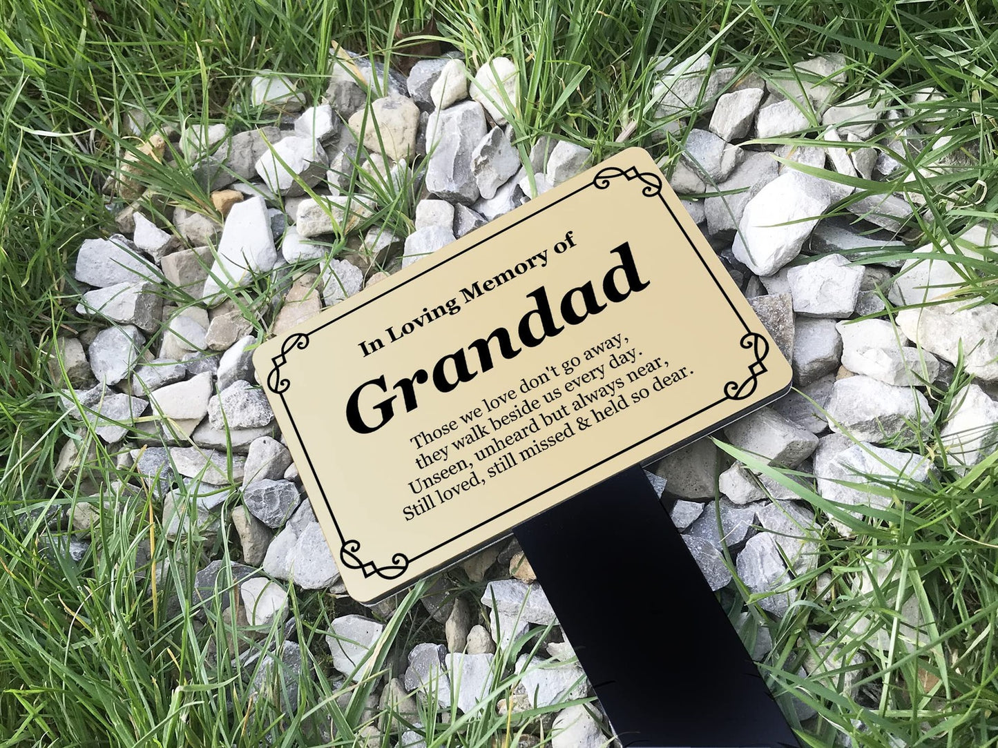 In Loving Memory Grandad Gold Acrylic Memorial Plaque – Grave or Garden Tribute – by North By North East – Plaques & Nameplates