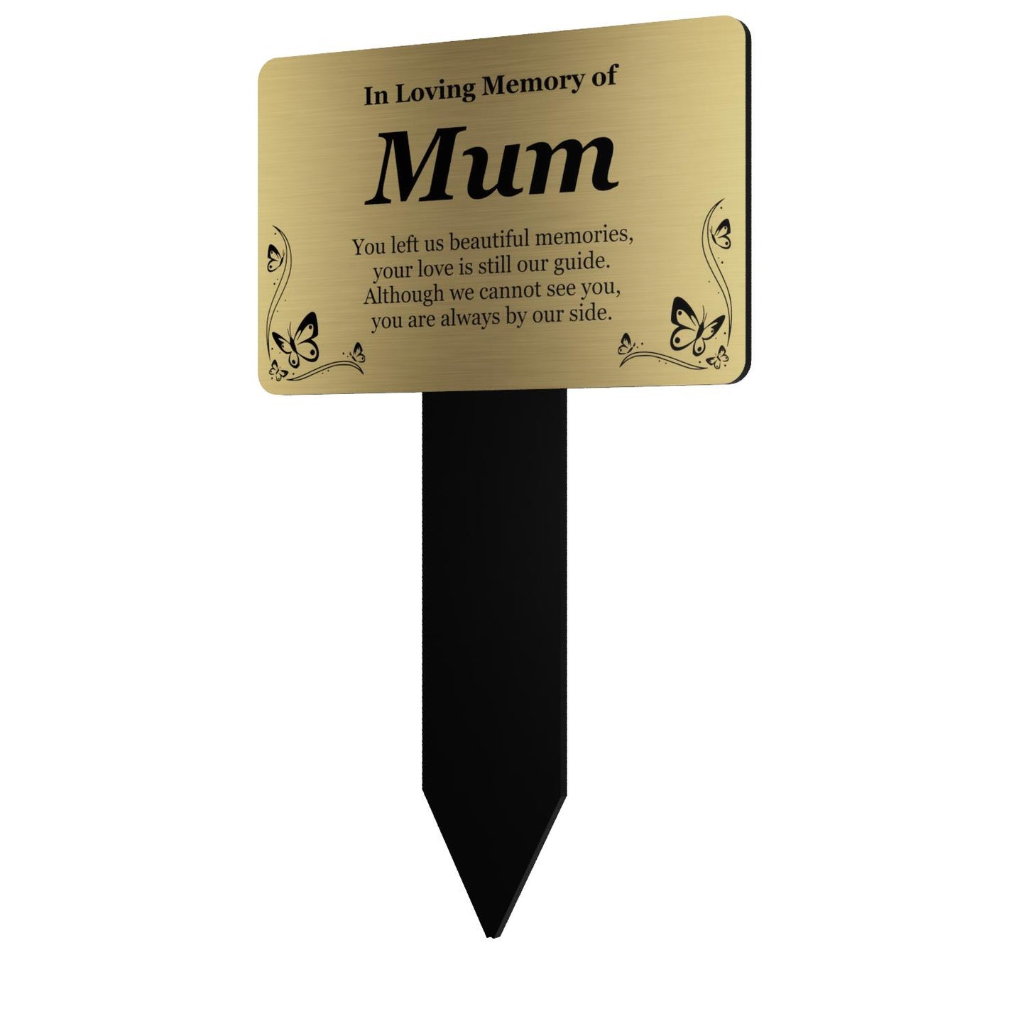 Mum Memorial Plaque Stake – Gold & Black Engraved Grave Marker, Outdoor Tribute – by North By North East – Plaques & Nameplates