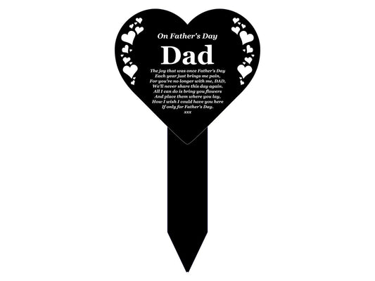 Black & White Heart Memorial Stake Plaque – Father’s Day Gift – by North By North East – Plaques & Nameplates