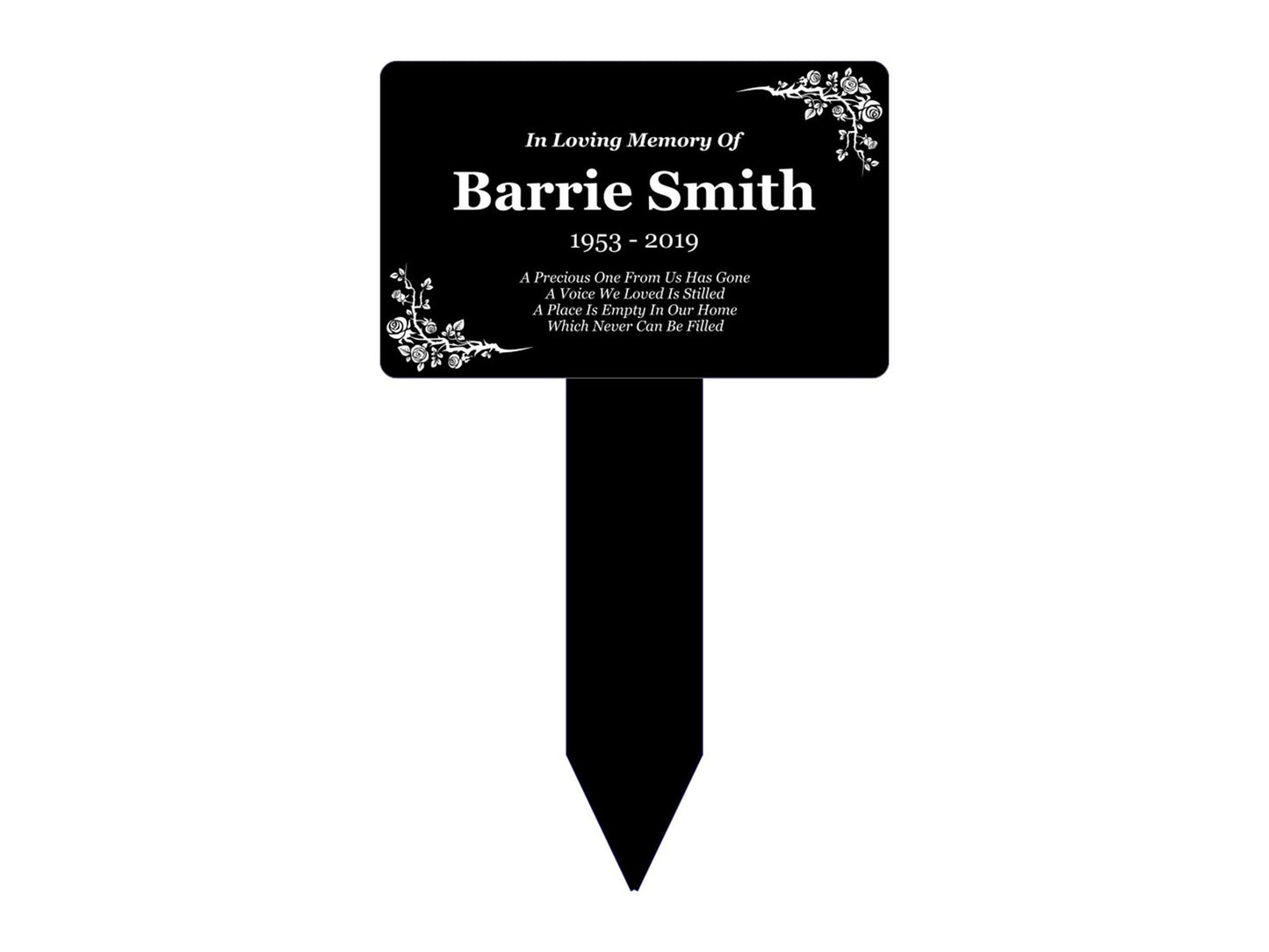 Black & White Custom Memorial Plaque – Outdoor Garden Tribute – by North By North East – Plaques & Nameplates