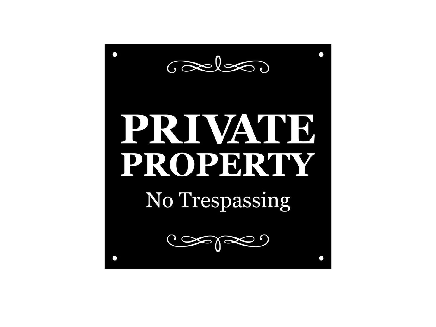Private Property No Trespassing Sign – Black HIPS Plastic 145×145 mm UK – by North By North East – Security & CCTV Signs