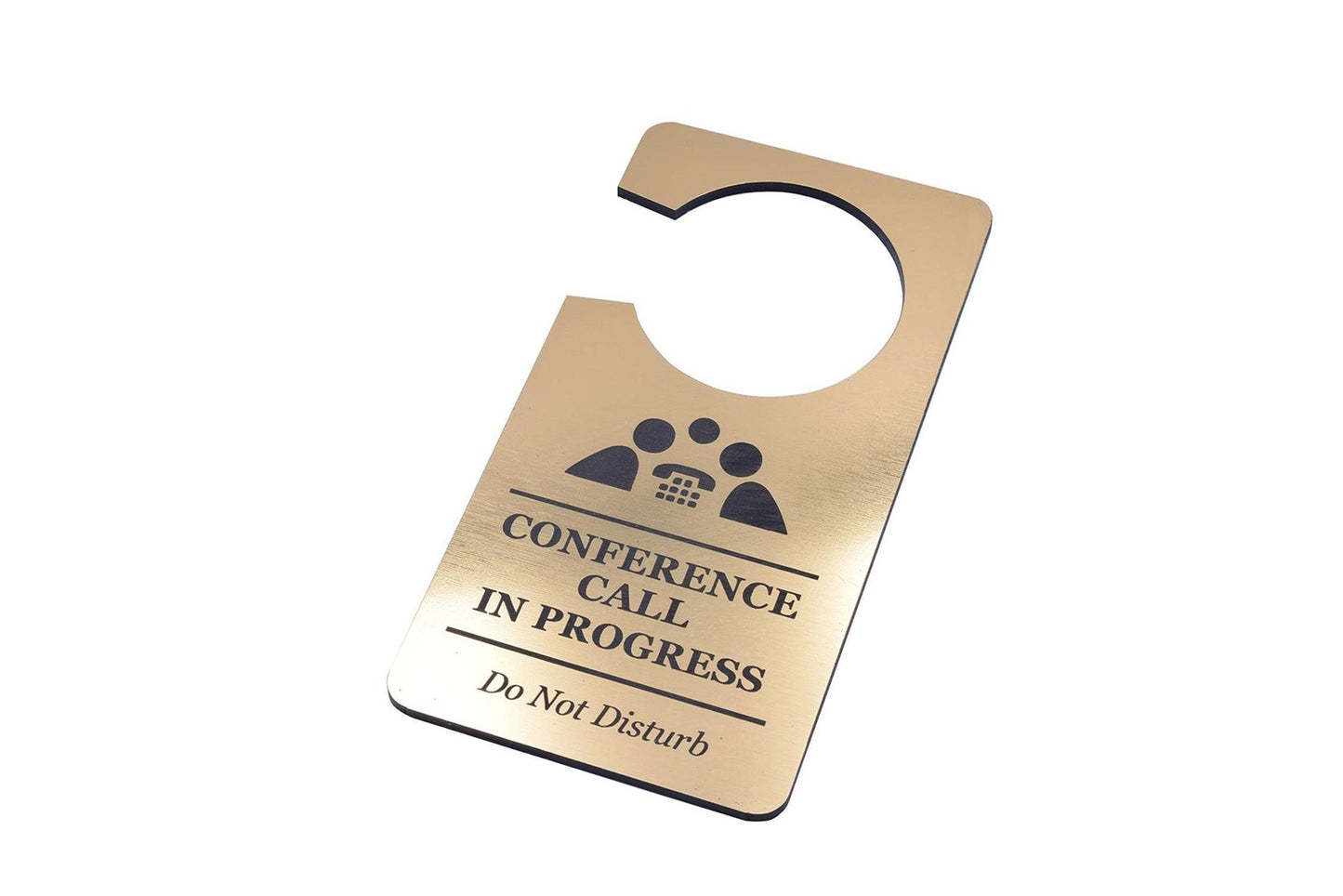 📞 Gold “Conference Call in Progress” Do Not Disturb Door Hanger – Office Sign – by North By North East – Business Hours & Policy Signs
