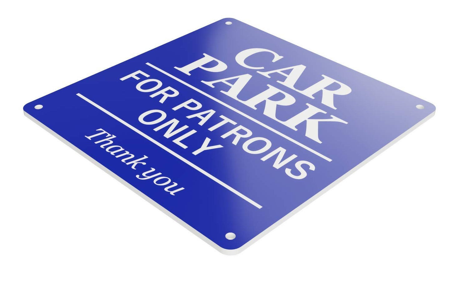 Blue Car Park for Patrons Only Sign – Weatherproof Acrylic Parking Notice – 145m – by North By North East – Parking Signs