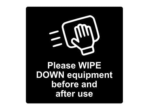 Black 145mm Aluminium Please Wipe Down Equipment Sign – Self Adhesive – by North By North East – Signs