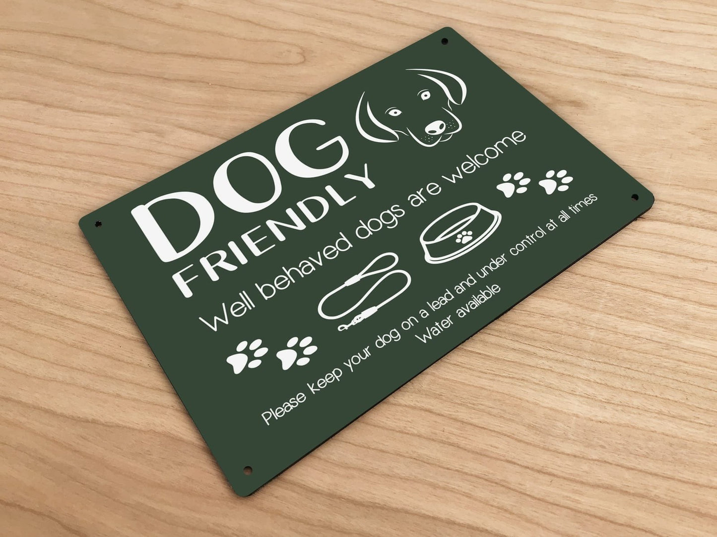 🐾 A4 Green “Dog Friendly” Sign – Outdoor Aluminium Notice for Pubs & Cafés – by North By North East – Signs