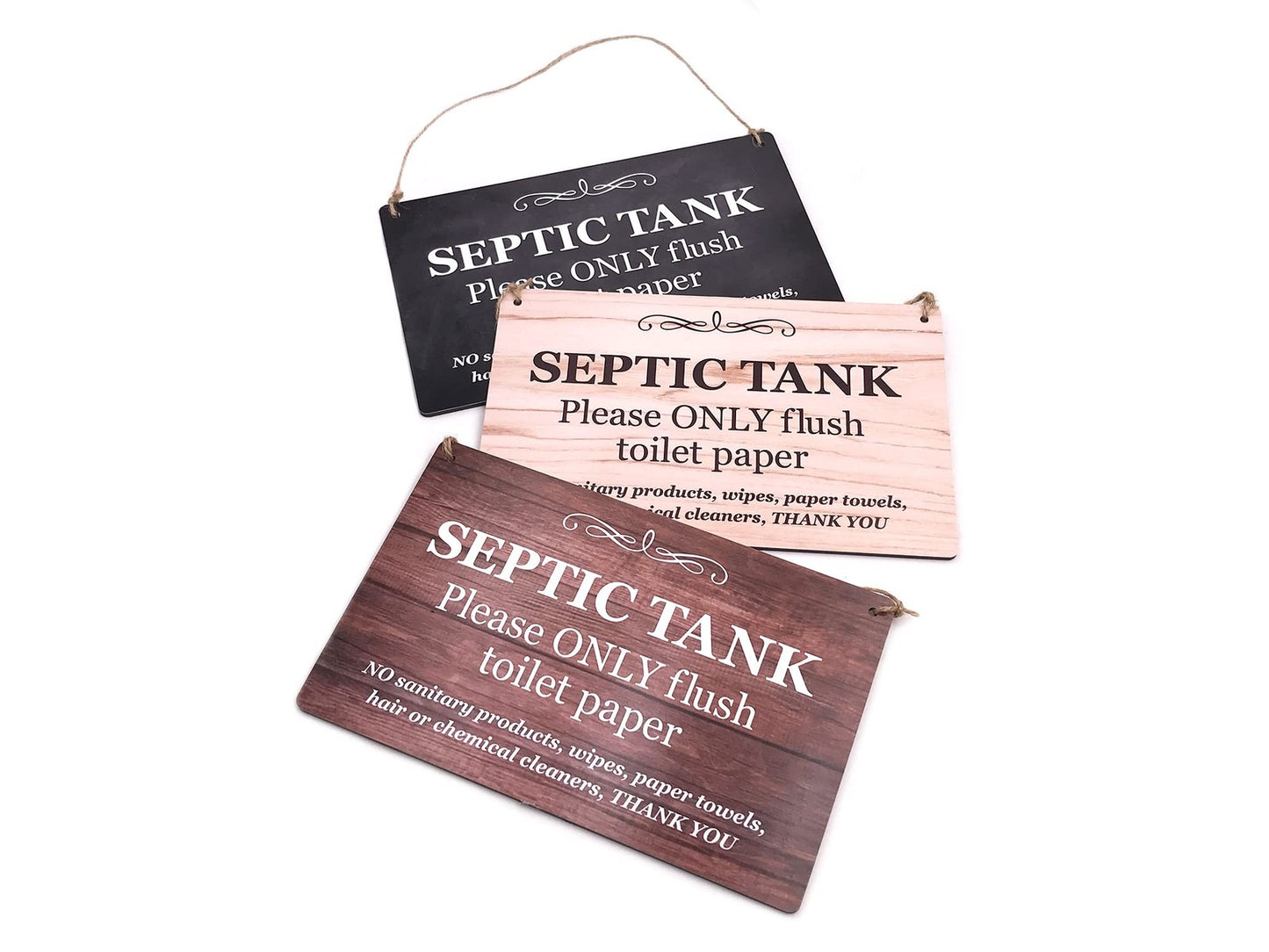 π½ Septic Tank Toilet Sign β Flush Paper Only β 200x125mm Black Aluminium β UK β by North By North East β Toilet & Bathroom Signs