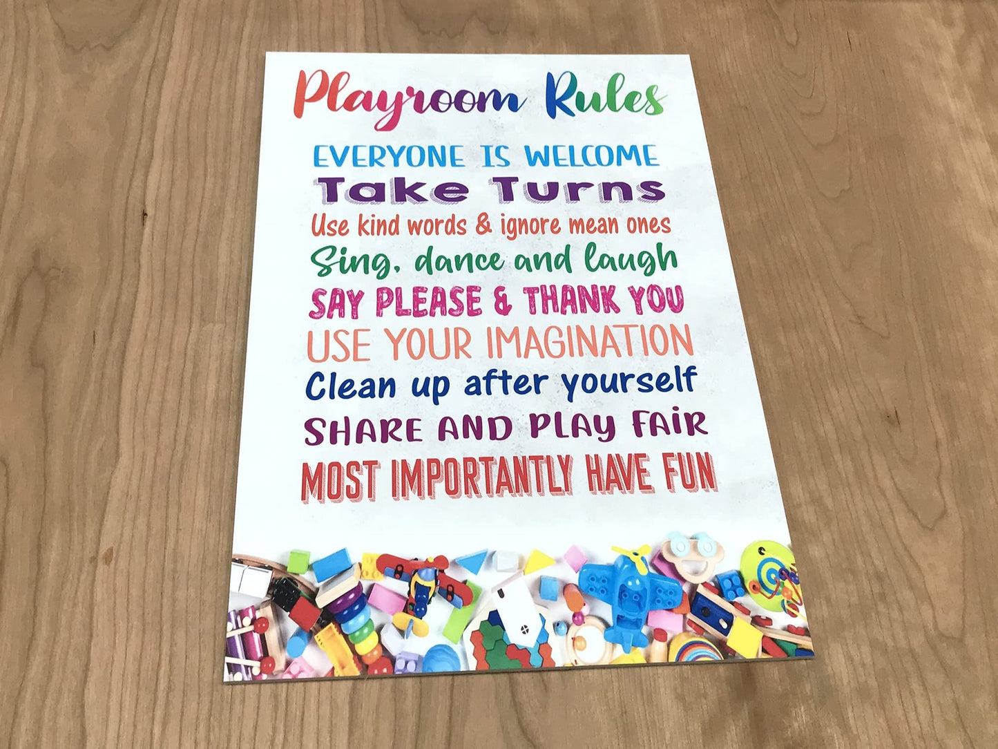 Colourful “Playroom Rules” Safety Sign – A4 ACM 297×210 mm with 4 Screw Holes – by North By North East – Safety & Warning Signs