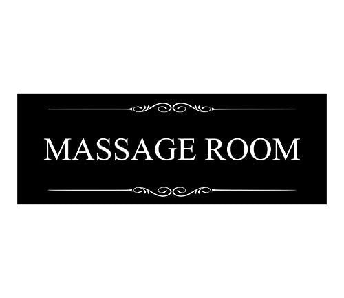 Massage Room Door Sign – Black Acrylic 195×76 mm Self-Adhesive – UK Made – by North By North East – Signs