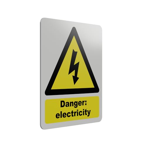 Hazard Health & Safety Sign - HSE Compliant, Laminated, 3M Backed - 120x100mm (Electricity) – by North By North East – Safety & Warning Signs