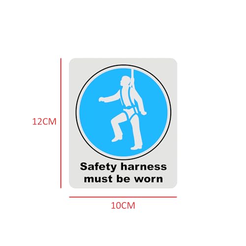 Mandatory Health & Safety Sign - HSE Compliant, Laminated, 3M Backed - 120x100mm (Safety Harness) – by North By North East – Safety & Warning Signs