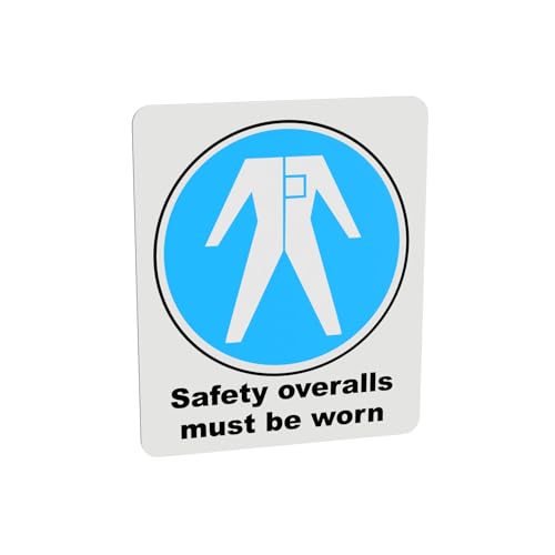 Mandatory Health & Safety Sign - HSE Compliant, Laminated, 3M Backed - 120x100mm (Safety Overalls) – by North By North East – Safety & Warning Signs