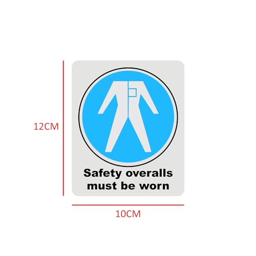 Mandatory Health & Safety Sign - HSE Compliant, Laminated, 3M Backed - 120x100mm (Safety Overalls) – by North By North East – Safety & Warning Signs