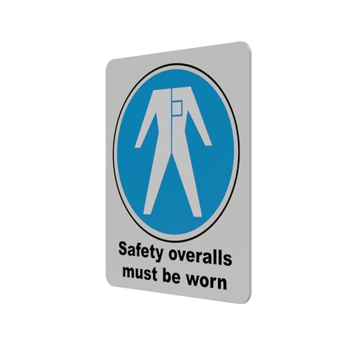 Mandatory Health & Safety Sign - HSE Compliant, Laminated, 3M Backed - 120x100mm (Safety Overalls) – by North By North East – Safety & Warning Signs