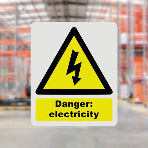 Hazard Health & Safety Sign - HSE Compliant, Laminated, 3M Backed - 120x100mm (Electricity) – by North By North East – Safety & Warning Signs