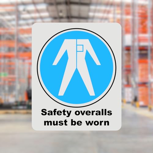 Mandatory Health & Safety Sign - HSE Compliant, Laminated, 3M Backed - 120x100mm (Safety Overalls) – by North By North East – Safety & Warning Signs
