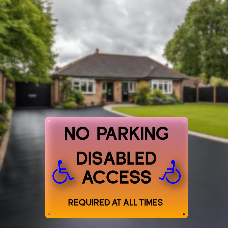 High Visibility No Parking Disabled Access Sign, Aluminum Composite, 297mm x 210mm x 3mm, Safety Sign with Four Screw Holes, Orange Handicap Access Sign, No Parking Signage – by North By North East – Parking Signs