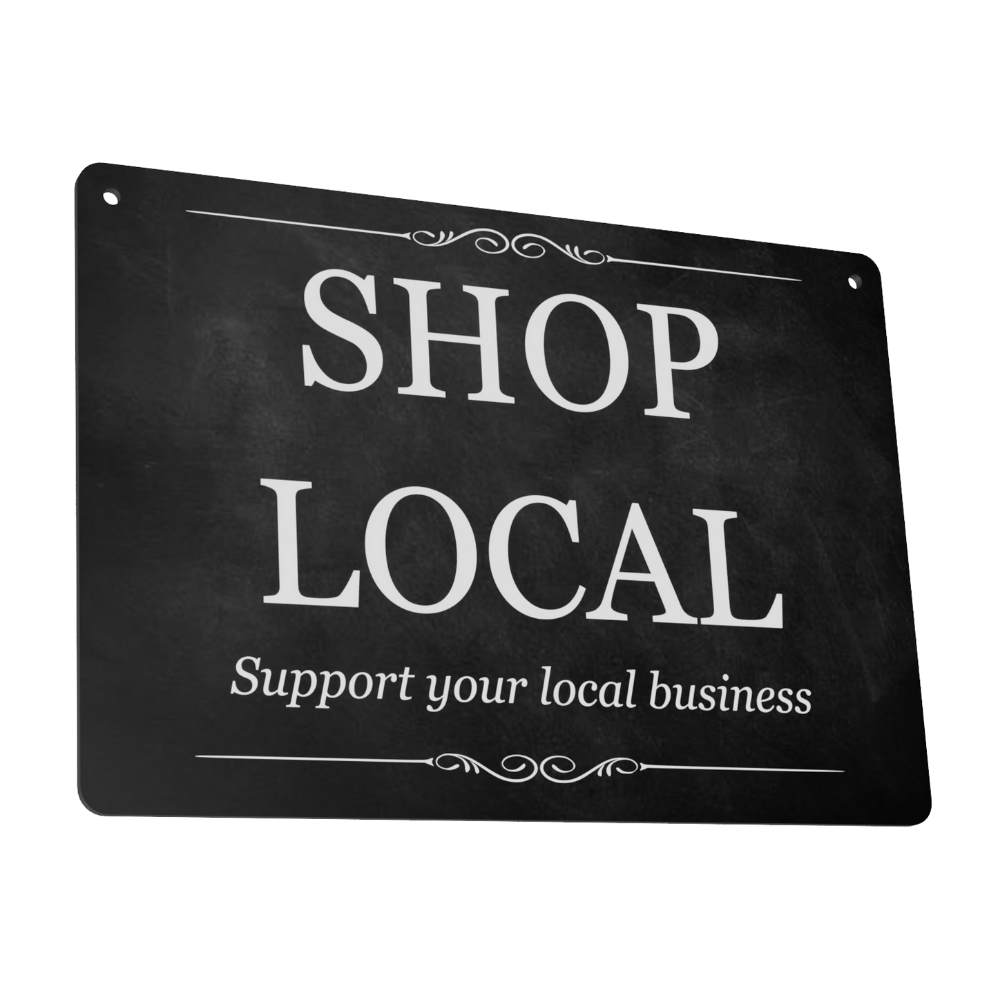 "SHOP LOCAL" A5 Sign - Support Your Local Business, 0.12”/3mm Aluminium Composite, UV Printed, Outdoor Use, Easy Mounting with Twine Included – by North By North East – Signs
