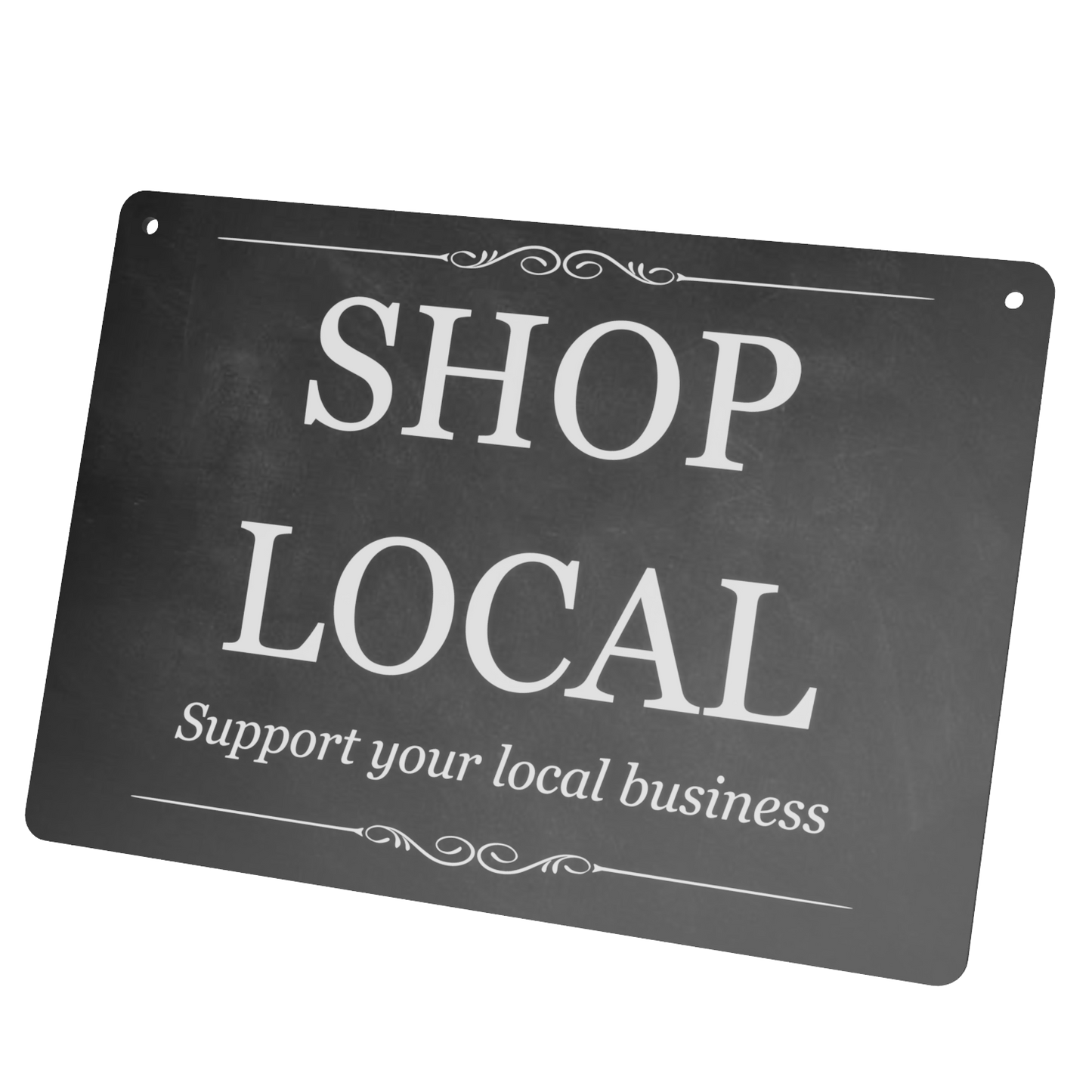 "SHOP LOCAL" A5 Sign - Support Your Local Business, 0.12”/3mm Aluminium Composite, UV Printed, Outdoor Use, Easy Mounting with Twine Included – by North By North East – Signs
