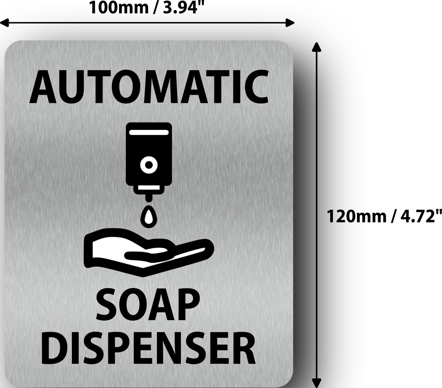 Automatic Soap Dispenser Sign - 4.7” x 3.9” (120mm x 100mm), - Rigid Plastic with UV Print, Self Adhesive Backing for Easy Installation, Indoor/Outdoor Use – by North By North East – Signs