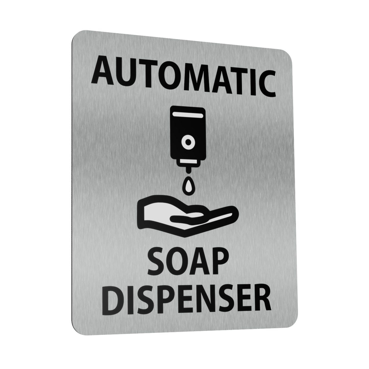 Automatic Soap Dispenser Sign - 4.7” x 3.9” (120mm x 100mm), - Rigid Plastic with UV Print, Self Adhesive Backing for Easy Installation, Indoor/Outdoor Use – by North By North East – Signs