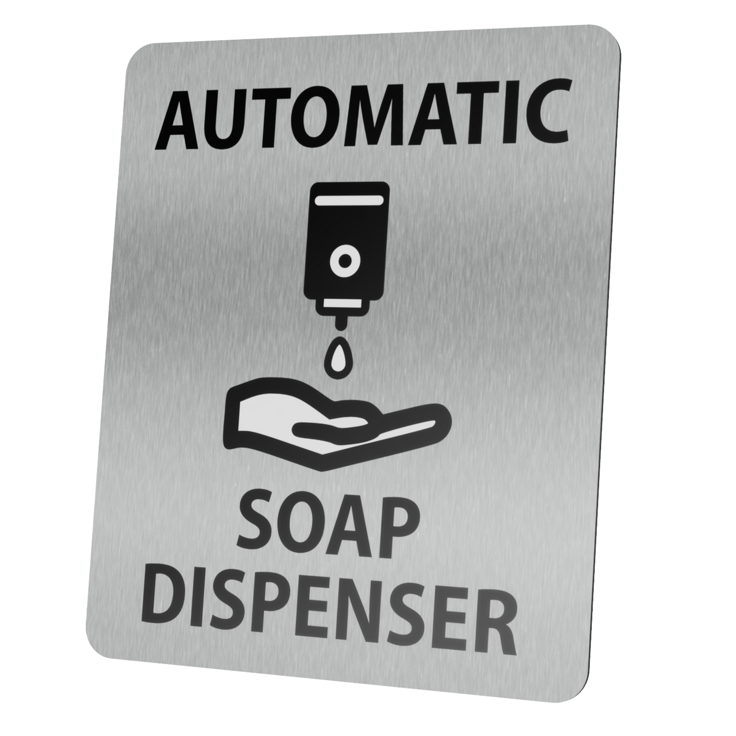 Automatic Soap Dispenser Sign - 4.7” x 3.9” (120mm x 100mm), - Rigid Plastic with UV Print, Self Adhesive Backing for Easy Installation, Indoor/Outdoor Use – by North By North East – Signs