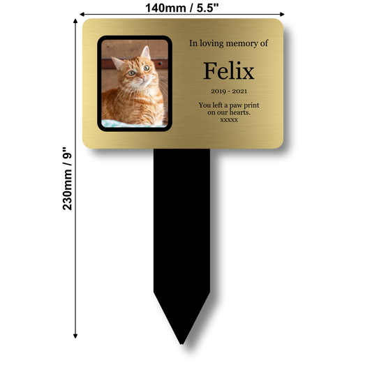Personalised Pet Photo Memorial Stake — Gold Acrylic Plaque, UK Dispatch (230 × 140 mm, 6 mm, Photo Upload) – by North By North East – Plaques & Nameplates