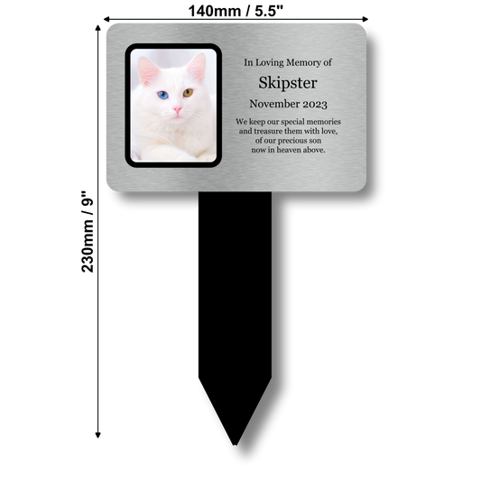 Silver Pet Memorial Plaque with Stake — Personalised Photo & Text (142 × 242 mm, 3 mm, Weatherproof, UK Dispatch) – by North By North East – Plaques & Nameplates