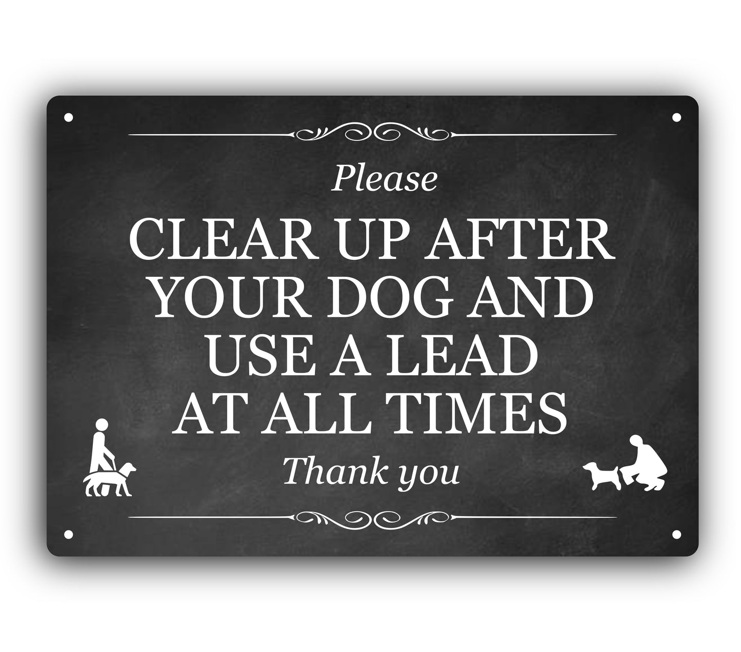 Outdoor Dog Waste and Leash Sign - Clean Up After Your Dog - UV Printed Aluminum Composite A4 Size (11.7" x 8.3") – by North By North East – Safety & Warning Signs