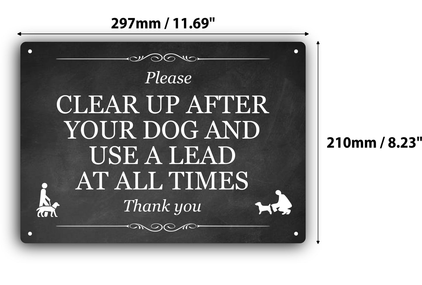 Outdoor Dog Waste and Leash Sign - Clean Up After Your Dog - UV Printed Aluminum Composite A4 Size (11.7" x 8.3") – by North By North East – Safety & Warning Signs