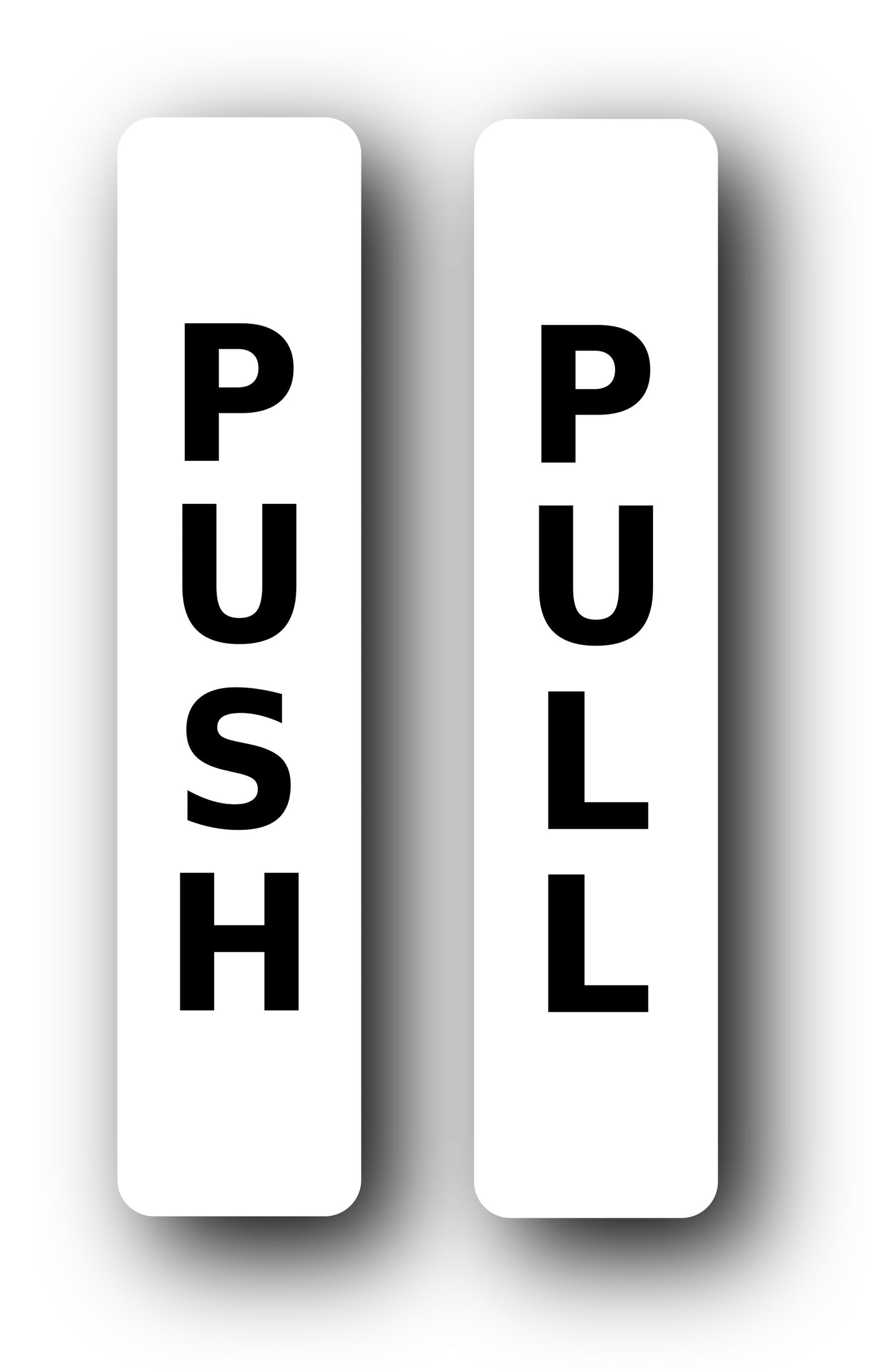 Set of Two Self Adhesive Push Pull Signs - 1.5mm Rigid Plastic, UV Printed, 40mm x 180mm (1.57" x 7.09") for Indoor/Outdoor Use – by North By North East – Business Hours & Policy Signs