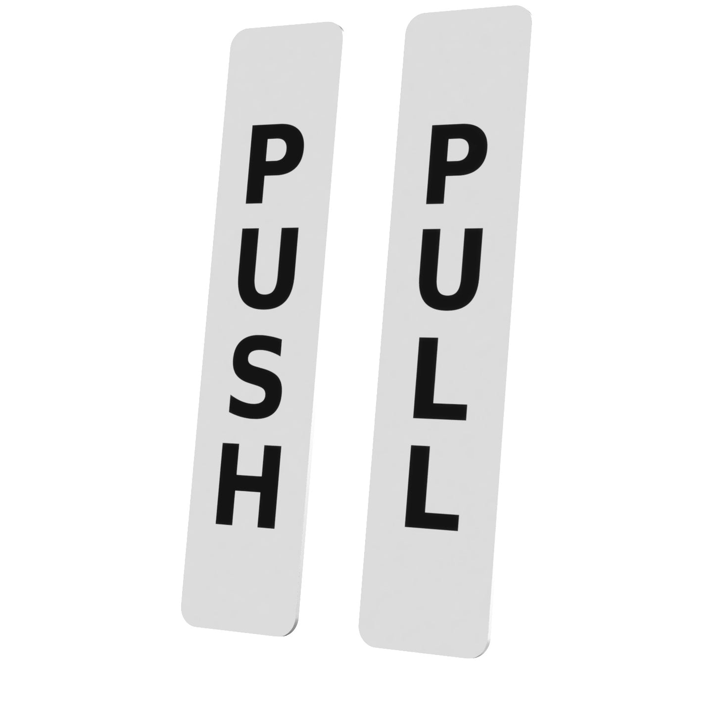 Set of Two Self Adhesive Push Pull Signs - 1.5mm Rigid Plastic, UV Printed, 40mm x 180mm (1.57" x 7.09") for Indoor/Outdoor Use – by North By North East – Business Hours & Policy Signs