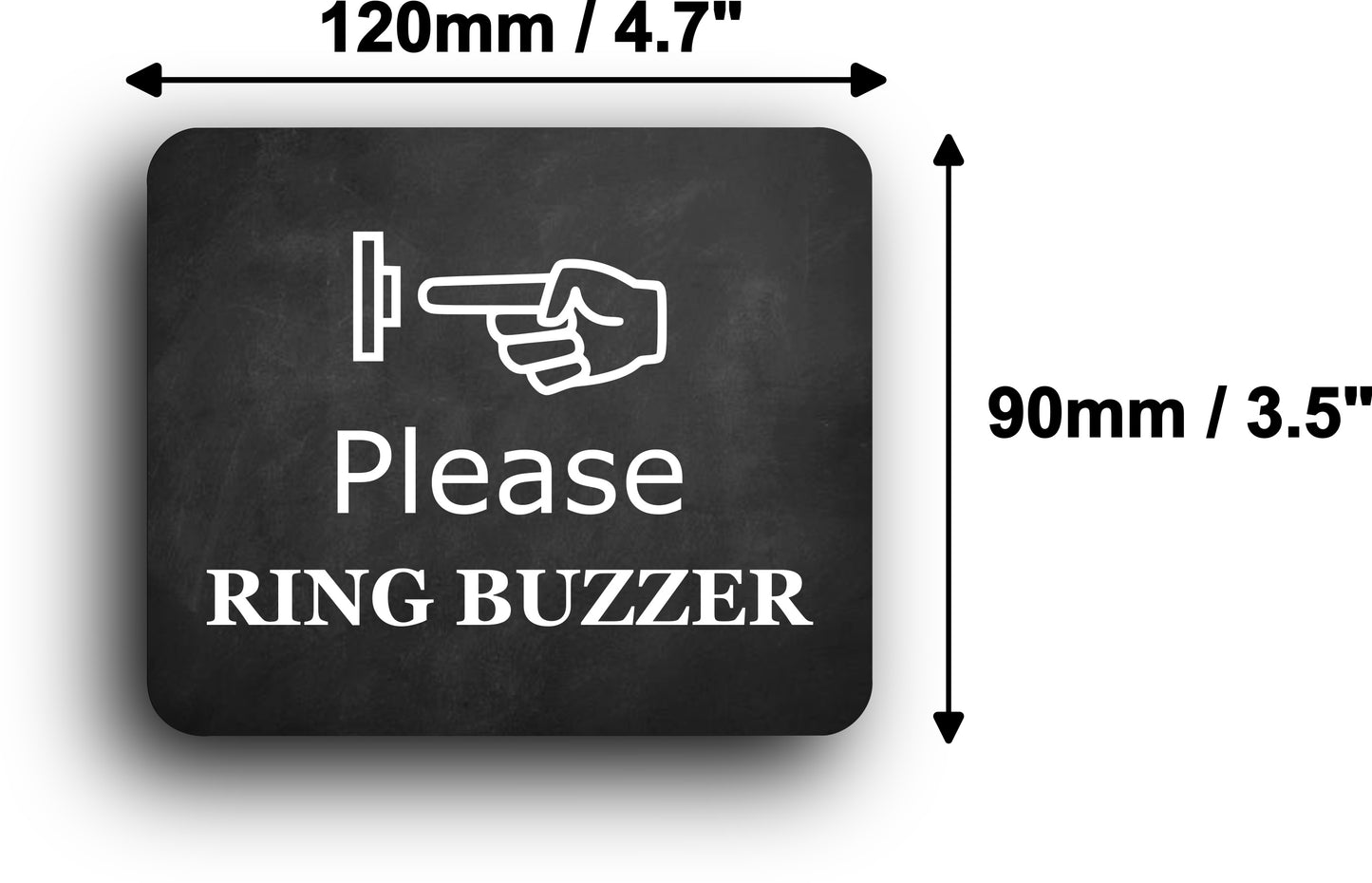 Black Self-Adhesive "Please Ring Buzzer" Sign - 4.72" x 3.94" - UV Printed for Outdoor Use – by North By North East – Signs
