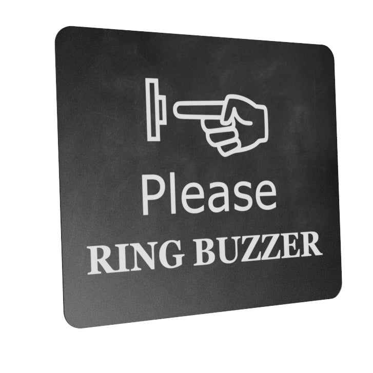 Black Self-Adhesive "Please Ring Buzzer" Sign - 4.72" x 3.94" - UV Printed for Outdoor Use – by North By North East – Signs