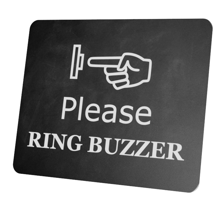 Black Self-Adhesive "Please Ring Buzzer" Sign - 4.72" x 3.94" - UV Printed for Outdoor Use – by North By North East – Signs