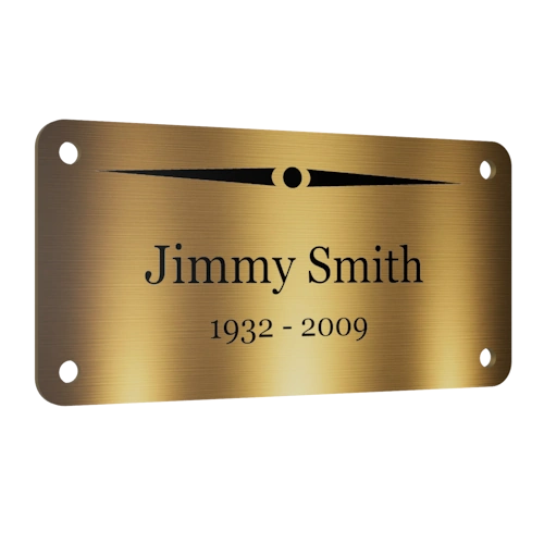 Personalised Brass Plaque 4" × 2" — Custom Engraved Memorial Sign with Decorative Border Design (Bench, Grave, Garden, Pet Tribute)