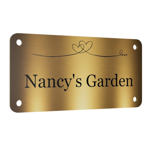 Personalised Brass Plaque 4" × 2" — Custom Engraved Memorial Sign with Decorative Border Design (Bench, Grave, Garden, Pet Tribute)