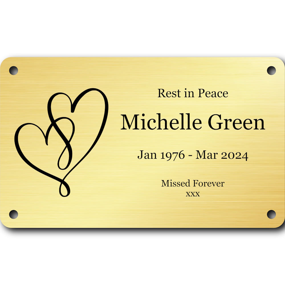 Personalised Brass Plaque 5" × 3" — Custom Engraved Memorial Sign with Decorative Border Design (Bench, Grave, Garden, Pet Tribute)
