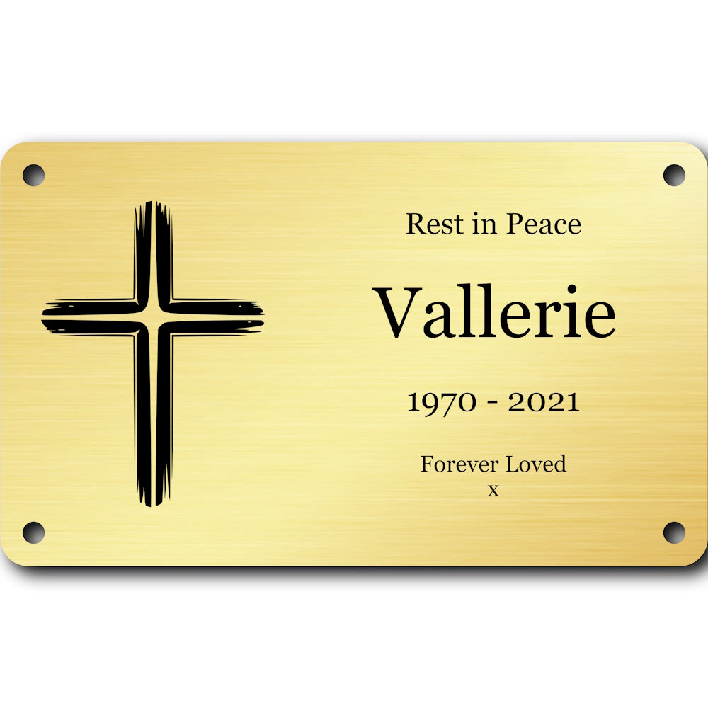 Personalised Brass Plaque 5" × 3" — Custom Engraved Memorial Sign with Decorative Border Design (Bench, Grave, Garden, Pet Tribute)