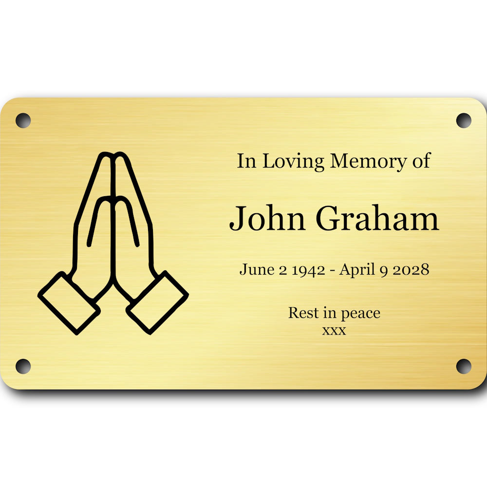Personalised Brass Plaque 5" × 3" — Custom Engraved Memorial Sign with Decorative Border Design (Bench, Grave, Garden, Pet Tribute)