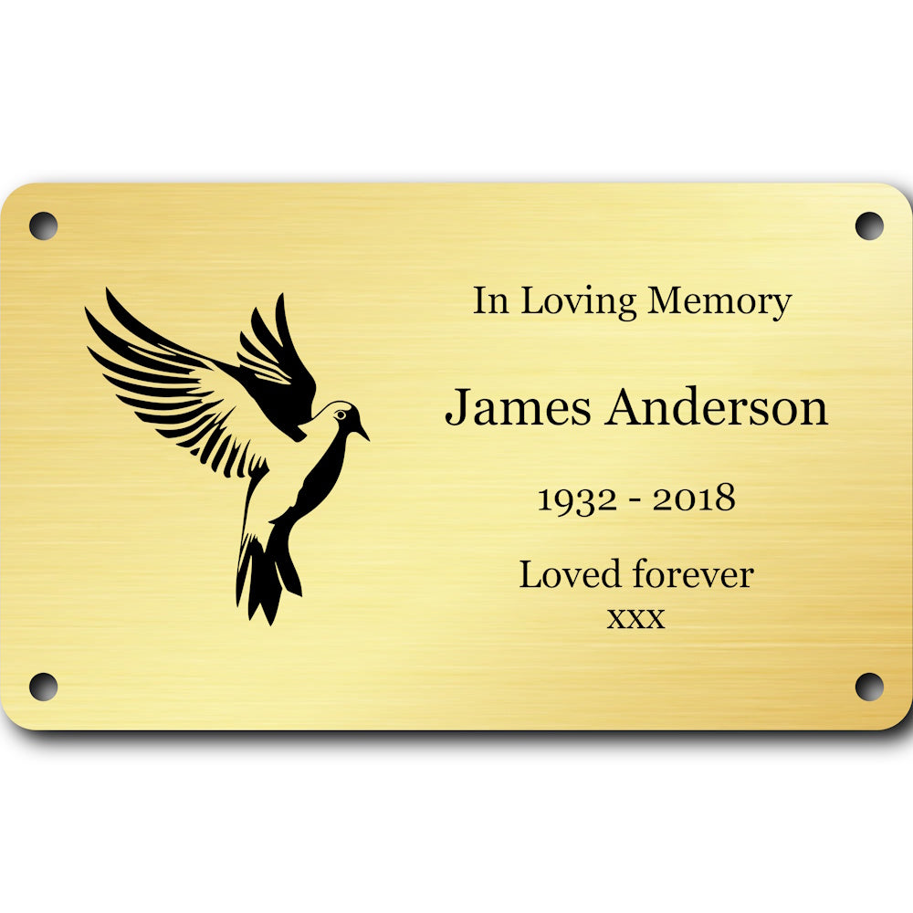 Personalised Brass Plaque 5" × 3" — Custom Engraved Memorial Sign with Decorative Border Design (Bench, Grave, Garden, Pet Tribute)