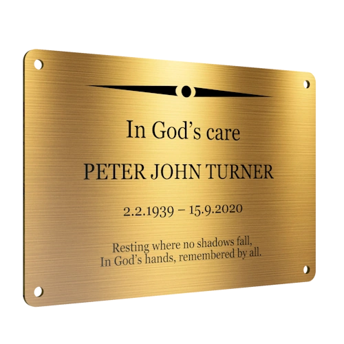 Personalised Brass Plaque 6" × 4" — Custom Engraved Memorial Sign with Decorative Border Design (Bench, Grave, Garden, Pet Tribute)